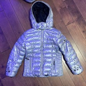 bogner silver ski jacket for girls